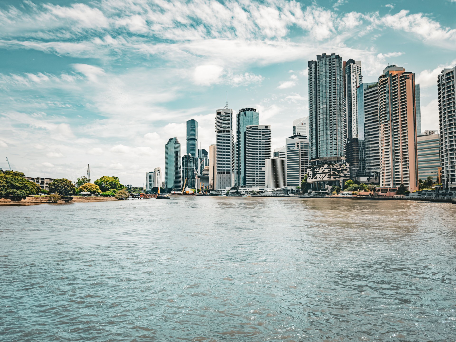 Brisbane Modern Skyscrapers: Minimalist Urban Architecture for Business and City Living. Queensland. Australia